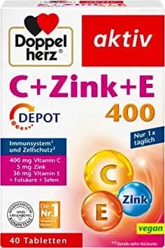 Doppelherz Aktiv Vitamina C + Zinco + Vitamina E — Sabor: Sem sabor