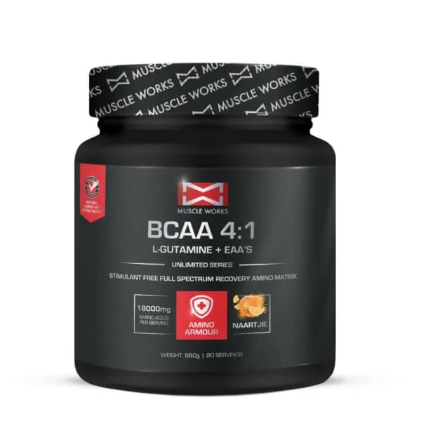 Muscle Works BCAA 4:1 + Glutamina + EAA — Sabor: Naartjie