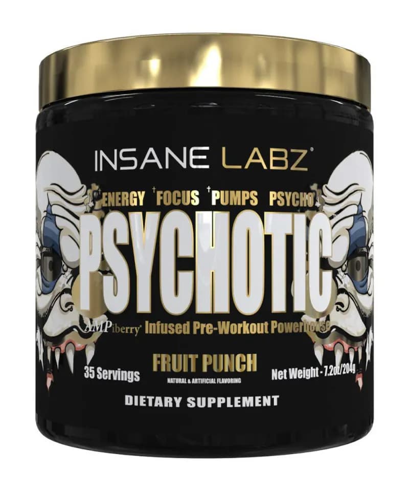 Insane Labz Psychotic Gold Pre-Workout — Sabor: Fruit Punch